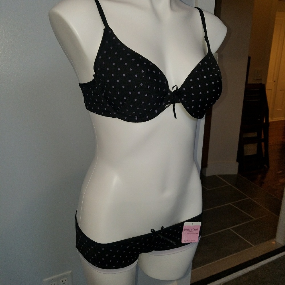 NWT - Black & Purple Push-Up Bra & Panties Set